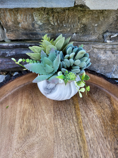 Verdant Elegance: Faux Monochrome Succulent Arrangement in gray ceramic pot | Artificial Succulent Decor | Succulent Gift | Decorative Plant