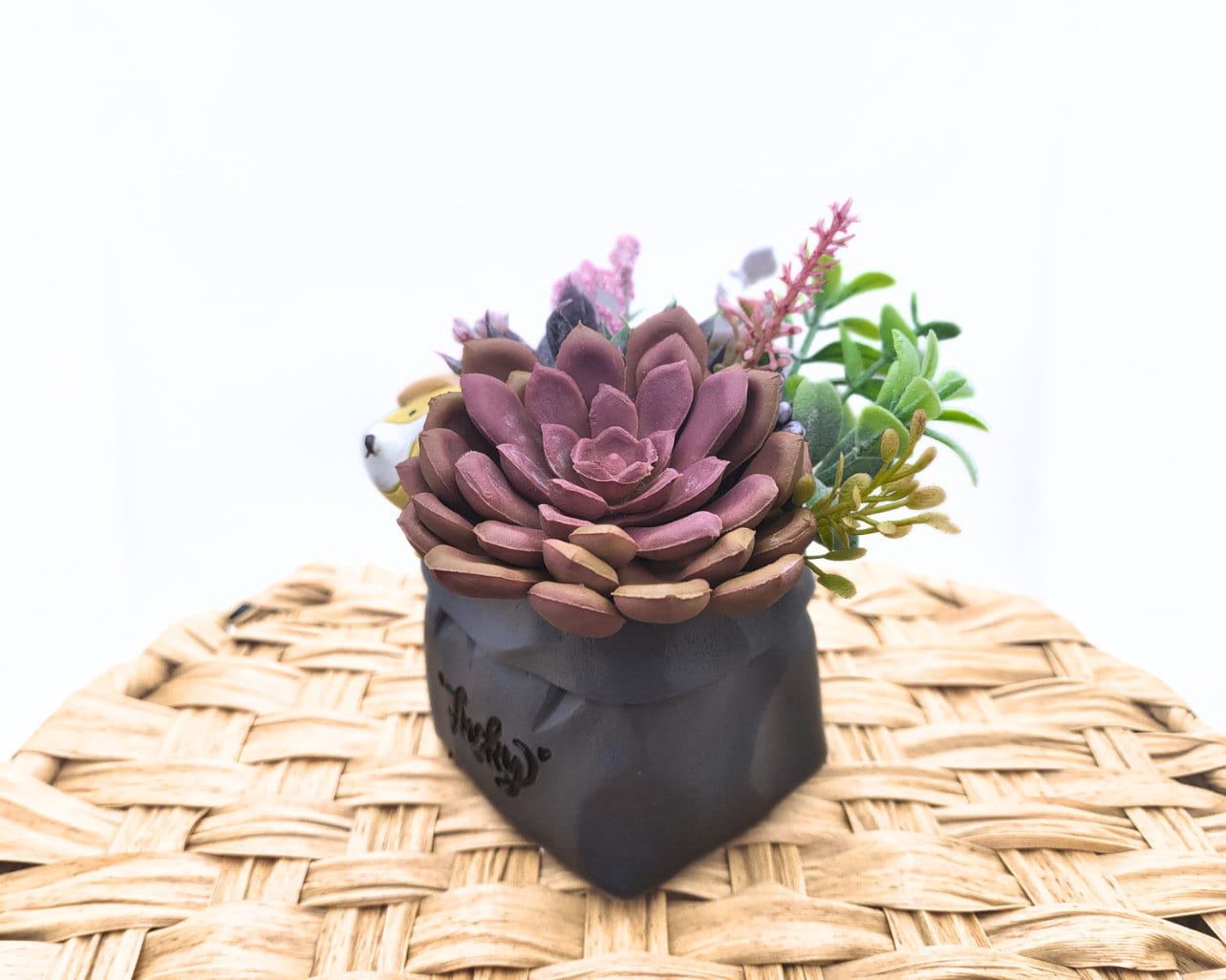 Lucky Paws: Faux Succulent Arrangement in a Charming Dog Planter | Cute Animal Ceramic Pot | Artificial Succulent Decor | Decorative Plant