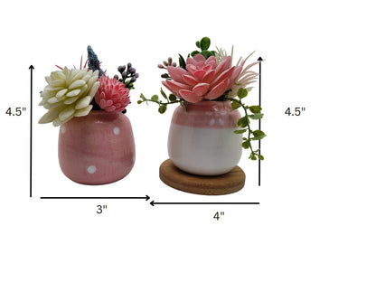 Pink Petal Pairs: Adorable Mini Faux Succulent Duos | Artificial Succulent Arrangements | Decorative plant | Home Accents | Desk Plant