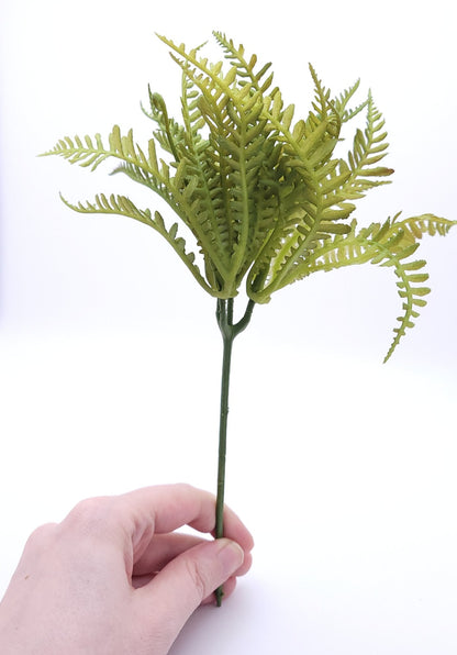 Soft Touch Mini Fern Pick 8" Tall x 5" D - Green | Artificial Fern Bush | High Quality Succulent Pick | 1 count