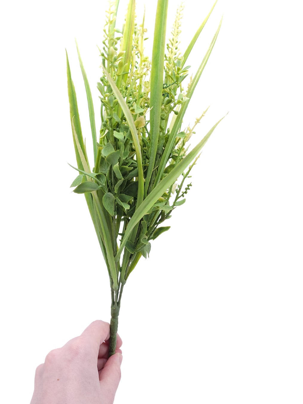 Mixed Greenery & Astilbe/Thistle Bush/Spray/Stems 14" - Green/Cream | Floral Arrangement Filler | Artificial Greenery Bush