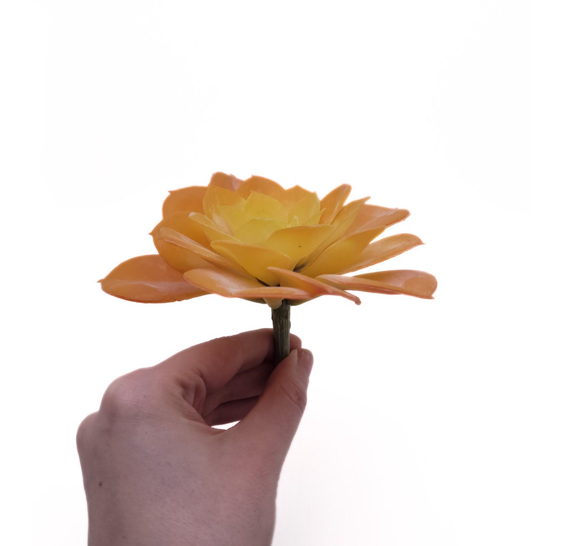 Real Touch Faux Succulent Pick 4.5" T by 4.5" D - Orange | Dusted | Hen and Chick  Pick | High Quality Artificial Plant | Floral Arrangement