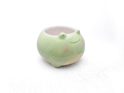 Lily Pad Love: Cute Ceramic Frog Planter with Drainage Hole | Succulent Planter | Cute Animal Planter | Flower Pot | *Planter only*