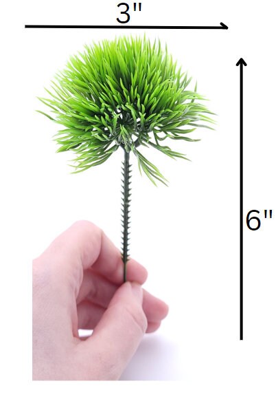 Soft Touch Moss Grass Pick 6" T by 3" D - Green | Artificial Greenery for Arrangements | Small Grass Pick for Mini Gardens | Fairy Garden