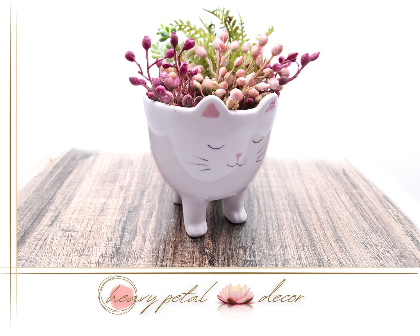 Graceful Whiskers: Standing White Ceramic Cat Planter | Cute Animal Planter | Succulent Planter/Flower Pot | Desk Decor | *Planter only*