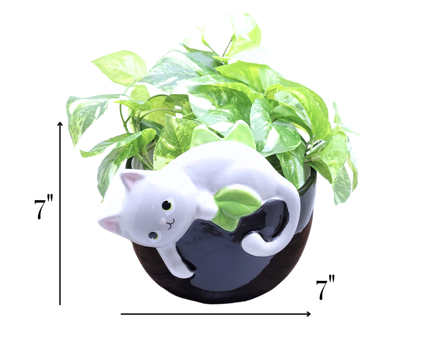 Cat Planter with Drainage Hole 7" | Playful Cat Ceramic Planter | Cute Animal Planter | Indoor Outdoor Planter Pot |  *Planter only*