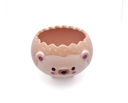 Hedgehog Planter with Drainage Hole | Brown Ceramic Succulent Planter Pot | Cute Animal Planter | Housewarming Gift | Planter only