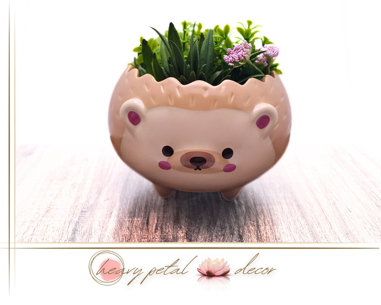 Hedgehog Planter with Drainage Hole | Brown Ceramic Succulent Planter Pot | Cute Animal Planter | Housewarming Gift | Planter only