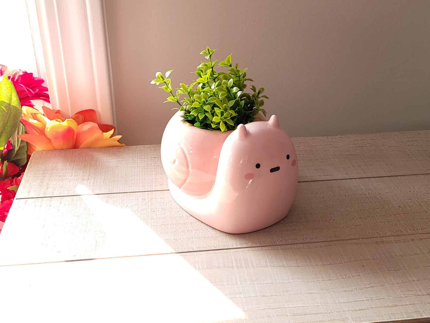 Snail Planter with Drainage Hole | Pink Ceramic Succulent Planter | Cute Animal Planter | Plant Pot | Gift For Her | *Planter only*