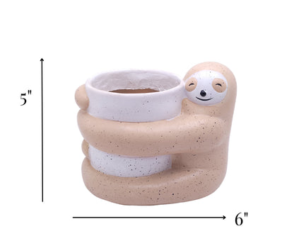 Hugging Sloth Planter with Drainage Hole | Sloth Resin Planter Pot | Succulent Planter Pot | Cute Animal Planter | Housewarming Gift