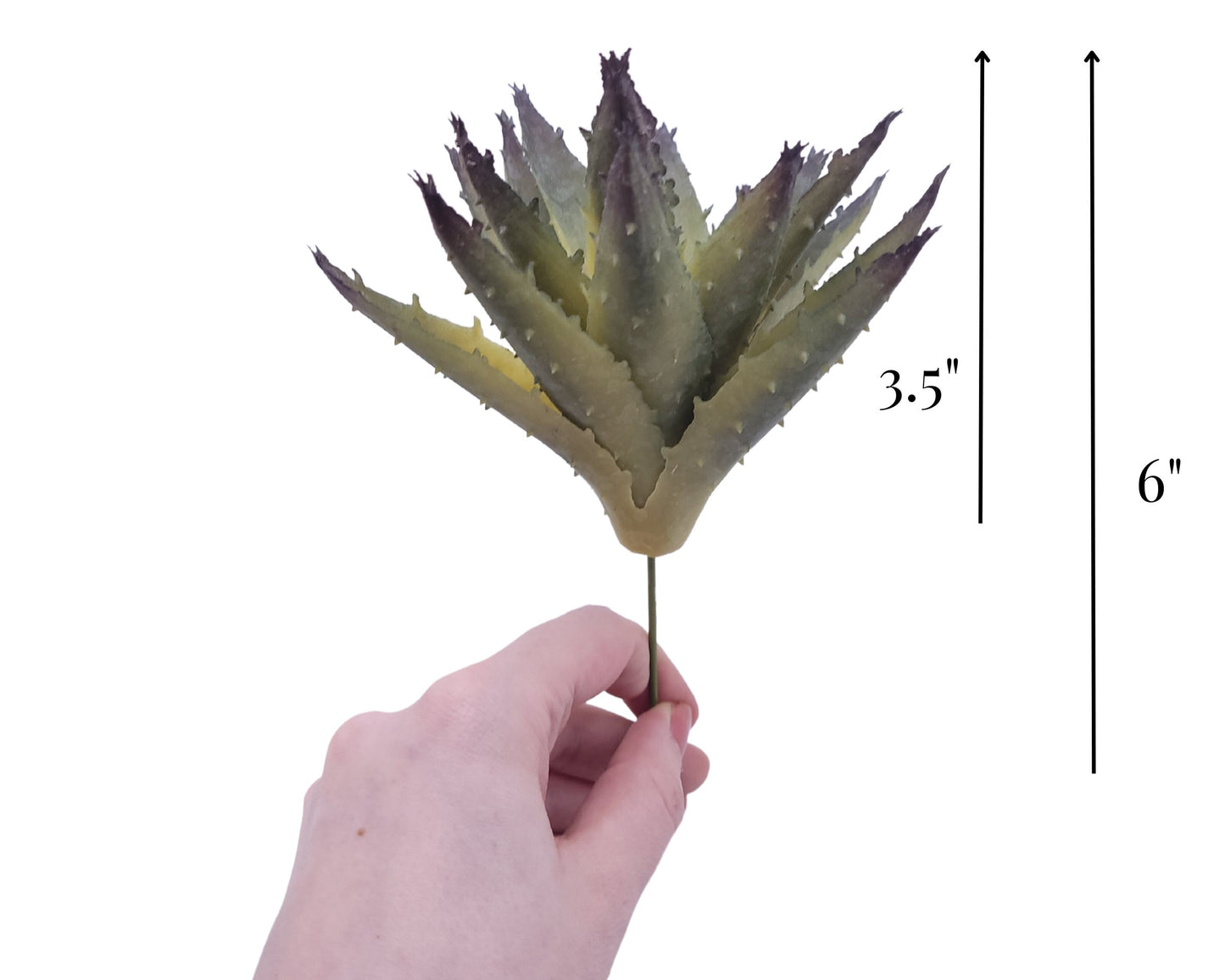 Real Touch Faux Agave Pick 6.5" - Green/White | Dusted | Faux Succulent Pick | High Quality Artificial Plant | 1 count